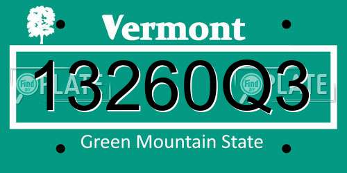 13260Q3 Vermont License Plate