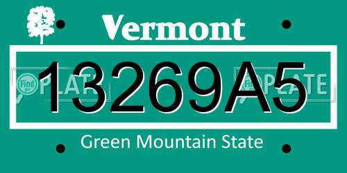 13269A5 Vermont License Plate