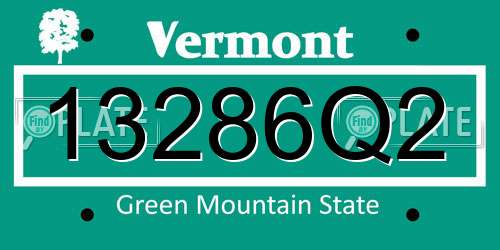13286Q2 Vermont License Plate