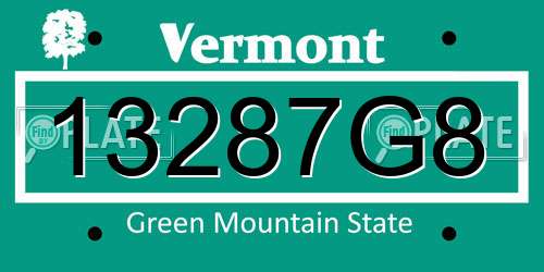 13287G8 Vermont License Plate