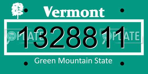 1328811 Vermont License Plate