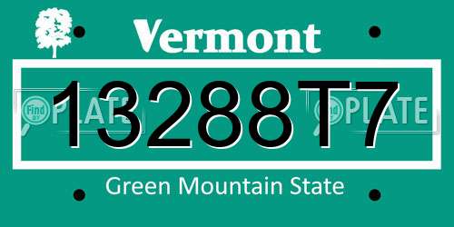 13288T7 Vermont License Plate
