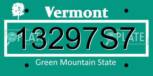 13297S7 Vermont License Plate
