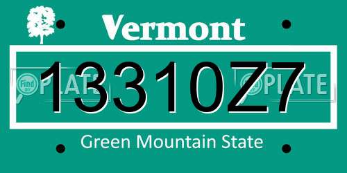13310Z7 Vermont License Plate