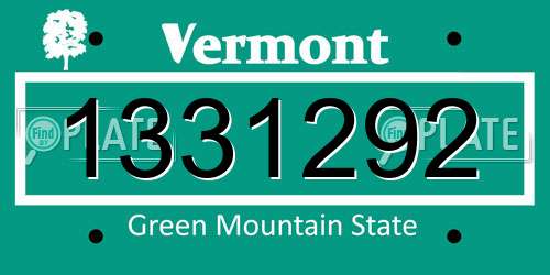 1331292 Vermont License Plate
