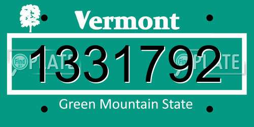 1331792 Vermont License Plate
