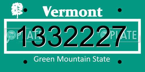 1332227 Vermont License Plate