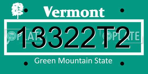 13322T2 Vermont License Plate