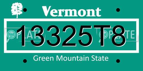 13325T8 Vermont License Plate