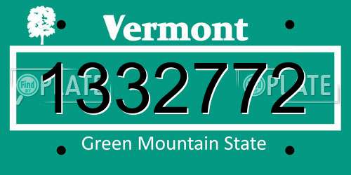 1332772 Vermont License Plate