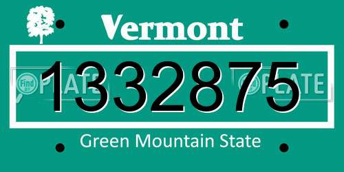 1332875 Vermont License Plate
