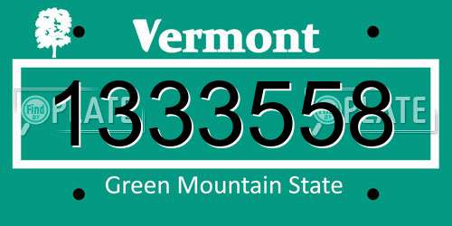 1333558 Vermont License Plate