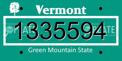 1335594 Vermont License Plate