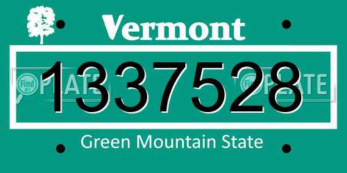 1337528 Vermont License Plate