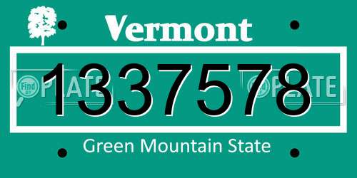 1337578 Vermont License Plate