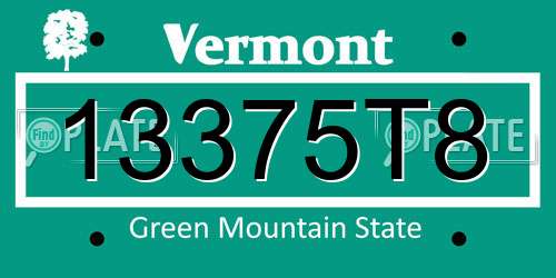 13375T8 Vermont License Plate