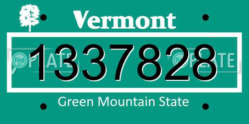 1337828 Vermont License Plate