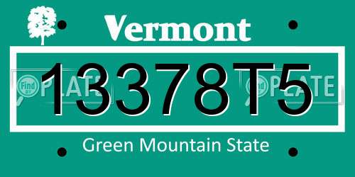 13378T5 Vermont License Plate