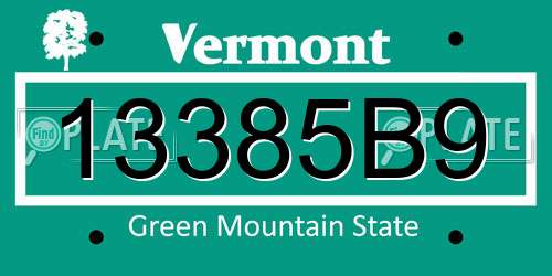 13385B9 Vermont License Plate