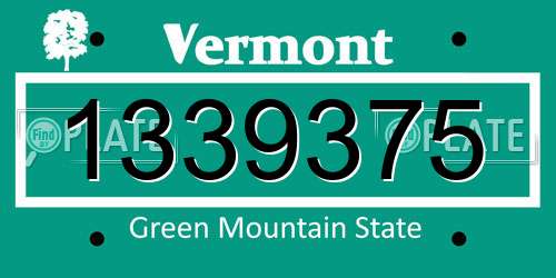 1339375 Vermont License Plate