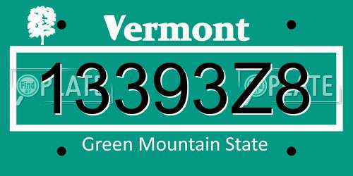 13393Z8 Vermont License Plate