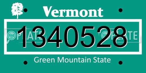 1340528 Vermont License Plate
