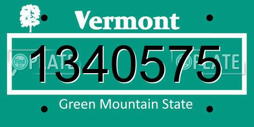 1340575 Vermont License Plate