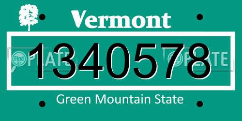 1340578 Vermont License Plate