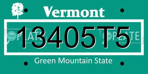 13405T5 Vermont License Plate