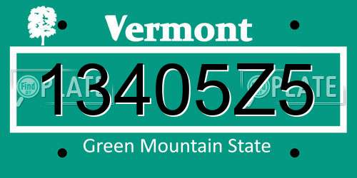 13405Z5 Vermont License Plate