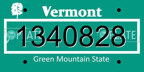 1340828 Vermont License Plate