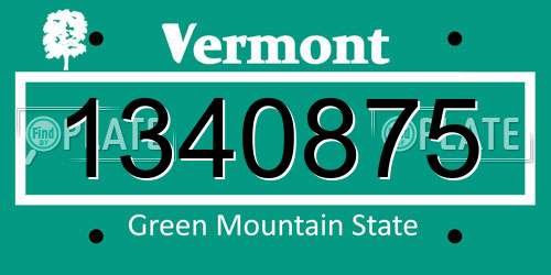 1340875 Vermont License Plate