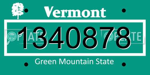 1340878 Vermont License Plate