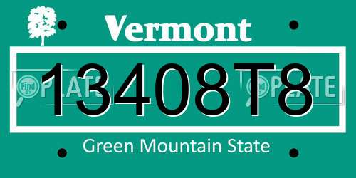13408T8 Vermont License Plate