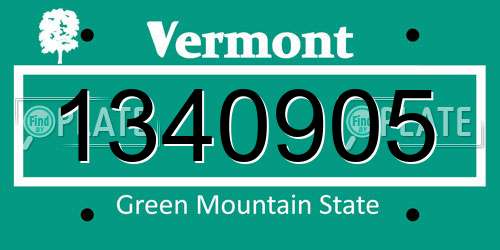 1340905 Vermont License Plate