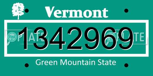 1342969 Vermont License Plate