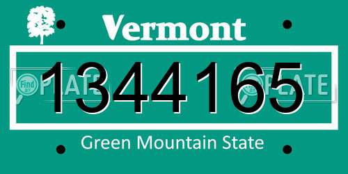 1344165 Vermont License Plate