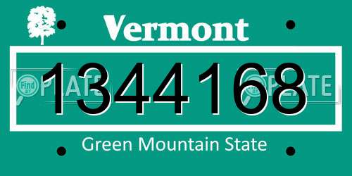 1344168 Vermont License Plate