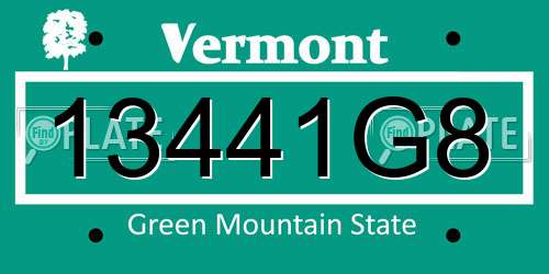 13441G8 Vermont License Plate