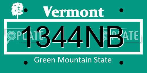 1344NB Vermont License Plate