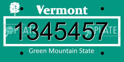 1345457 Vermont License Plate