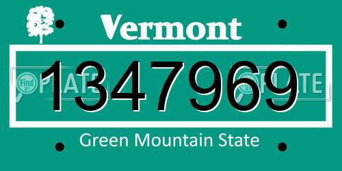 1347969 Vermont License Plate