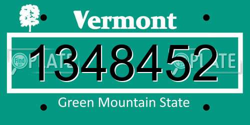 1348452 Vermont License Plate