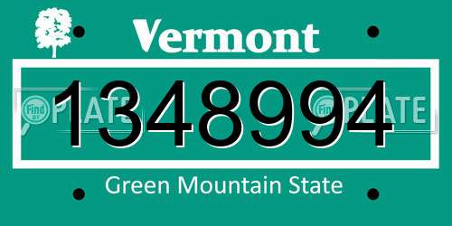 1348994 Vermont License Plate