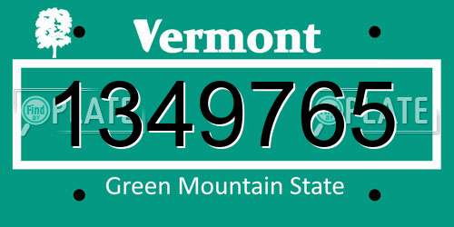 1349765 Vermont License Plate