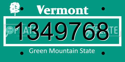 1349768 Vermont License Plate