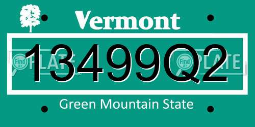 13499Q2 Vermont License Plate