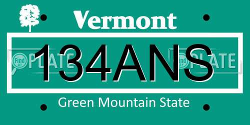 134ANS Vermont License Plate