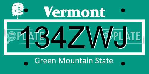 134ZWJ Vermont License Plate