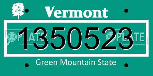 1350523 Vermont License Plate